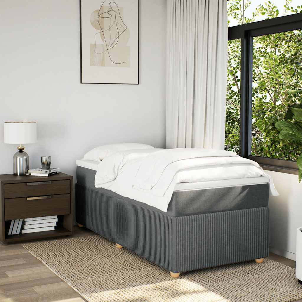 vidaXL Boxspring met matras stof donkergrijs 100x200 cm afbeelding