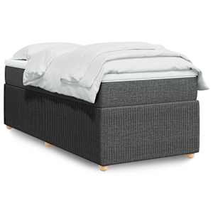 Box spring postelja z vzmetnico temno siva 100x200 cm blago