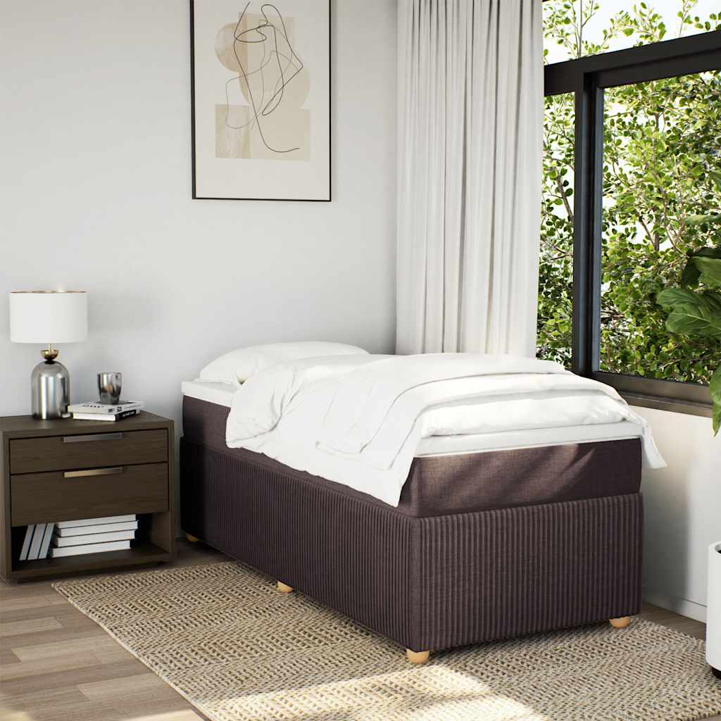 vidaXL Boxspring met matras stof donkerbruin 100x200 cm afbeelding