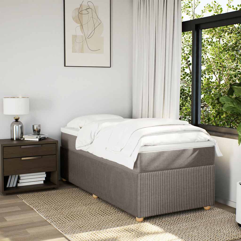vidaXL Boxspring met matras stof taupe 100x200 cm afbeelding