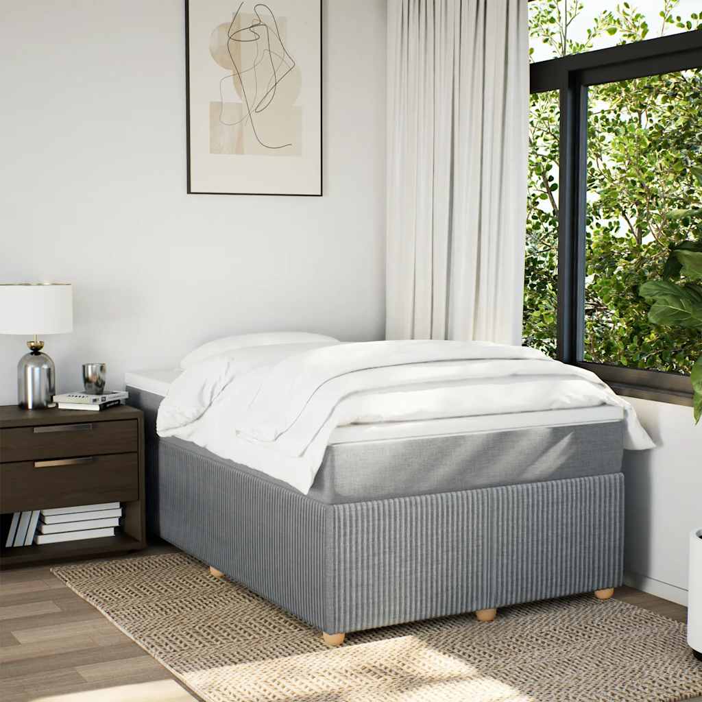 vidaXL Boxspring met matras stof lichtgrijs 120x190 cm grijs, foto 2