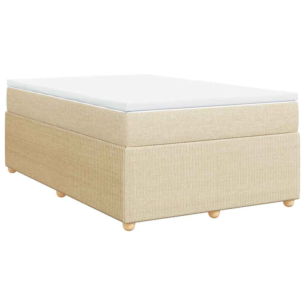 vidaXL Pat continental cu saltea, crem, 120x190 cm, textil