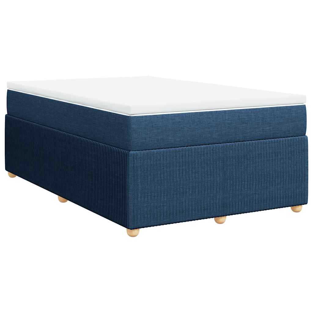 vidaXL Pat box spring cu saltea, albastru, 120x190 cm, material textil
