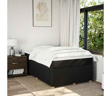 vidaXL Cama box spring con colch&oacute;n tela negro 120x200 cm