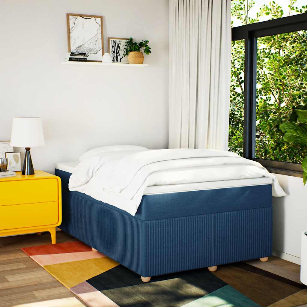 vidaXL Boxspring met matras stof blauw 120x200 cm afbeelding