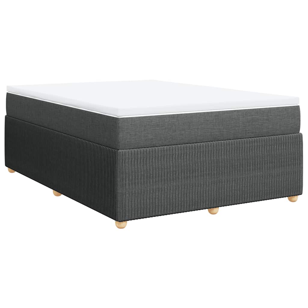 vidaXL Pat box spring cu saltea, gri închis, 140x190 cm, textil