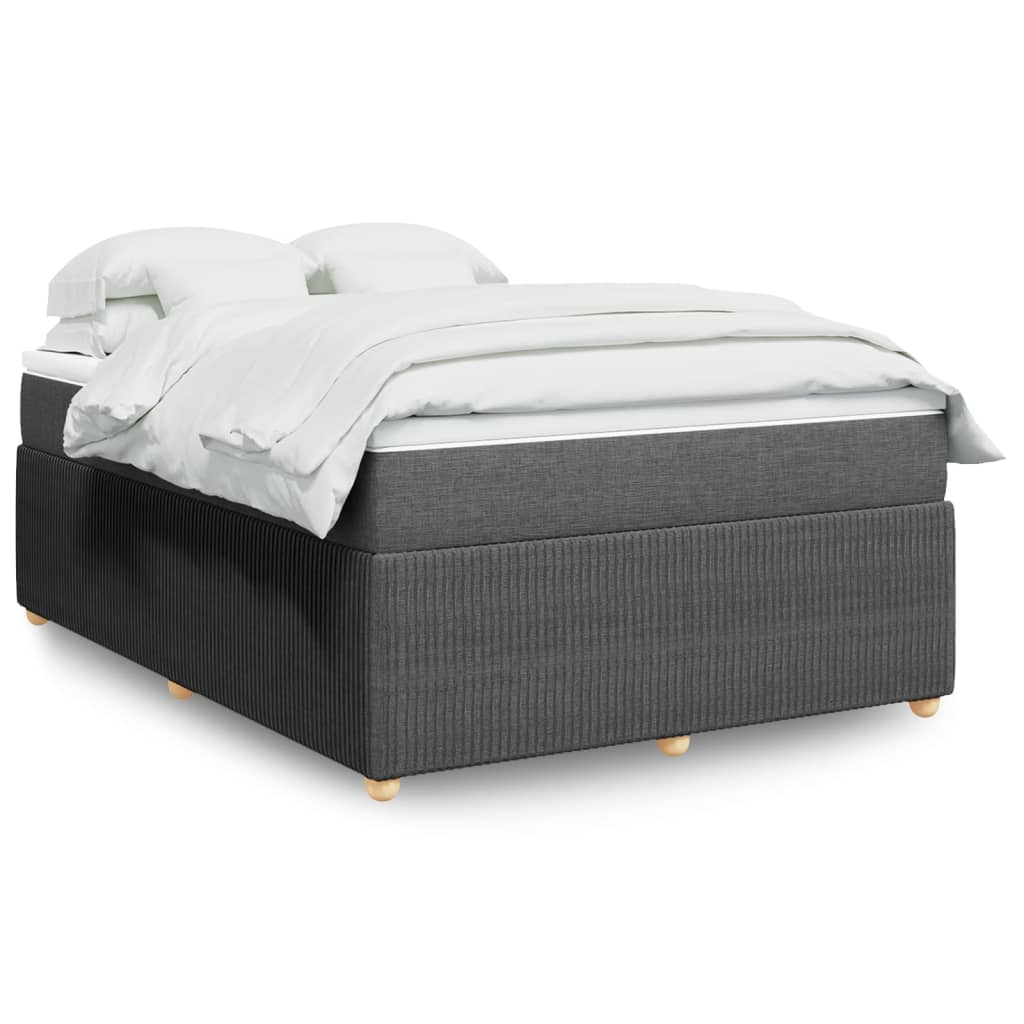 Boxspringbett mit Matratze Dunkelgrau 140×190 cm Stoff