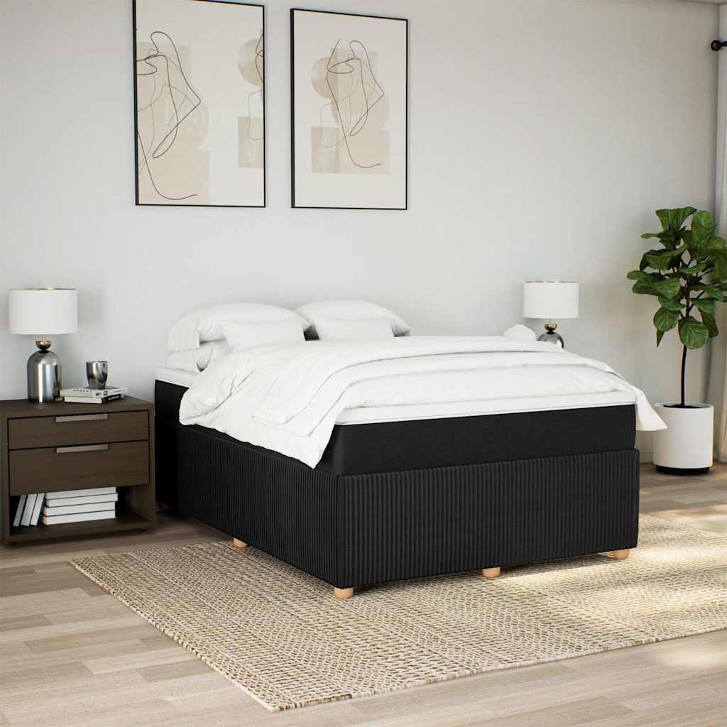 vidaXL Boxspring met matras stof zwart 140x190 cm afbeelding
