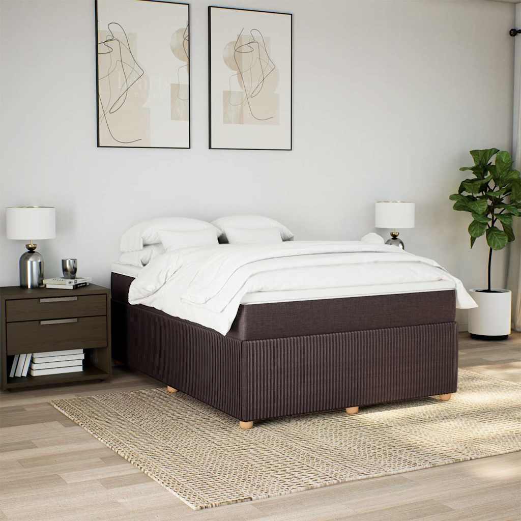 vidaXL Boxspring met matras stof donkerbruin 140x190 cm afbeelding