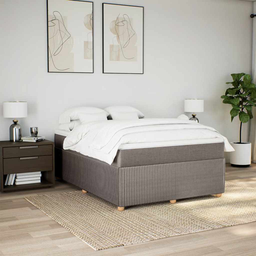 vidaXL Boxspring met matras stof taupe 140x190 cm, foto 2