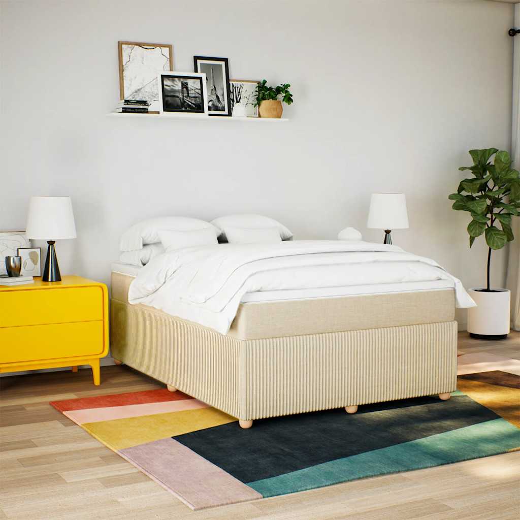 vidaXL Boxspring met matras stof crèmekleurig 140x190 cm, foto 2
