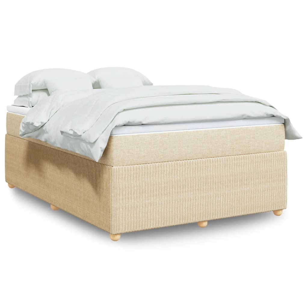 Boxspringbett mit Matratze Creme 140×190 cm Stoff