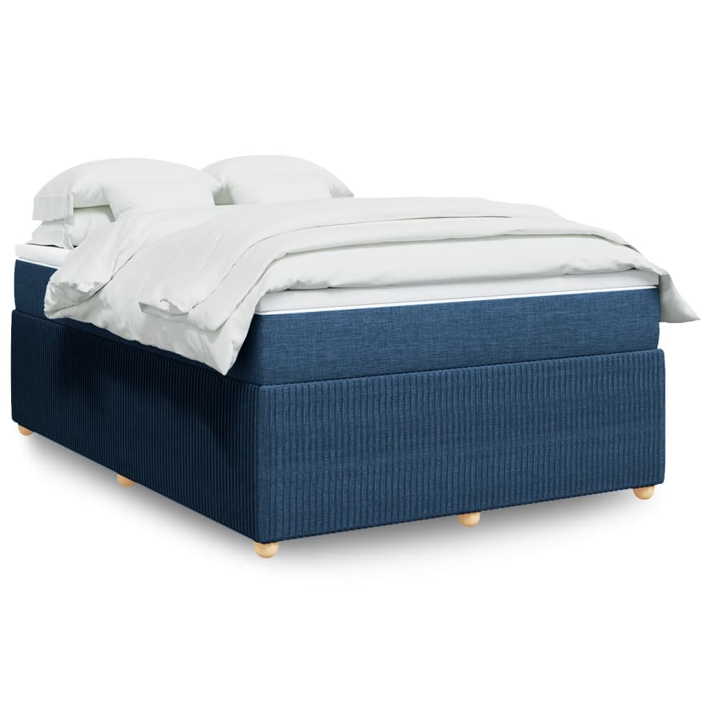 Boxspringbett mit Matratze Blau 140×190 cm Stoff