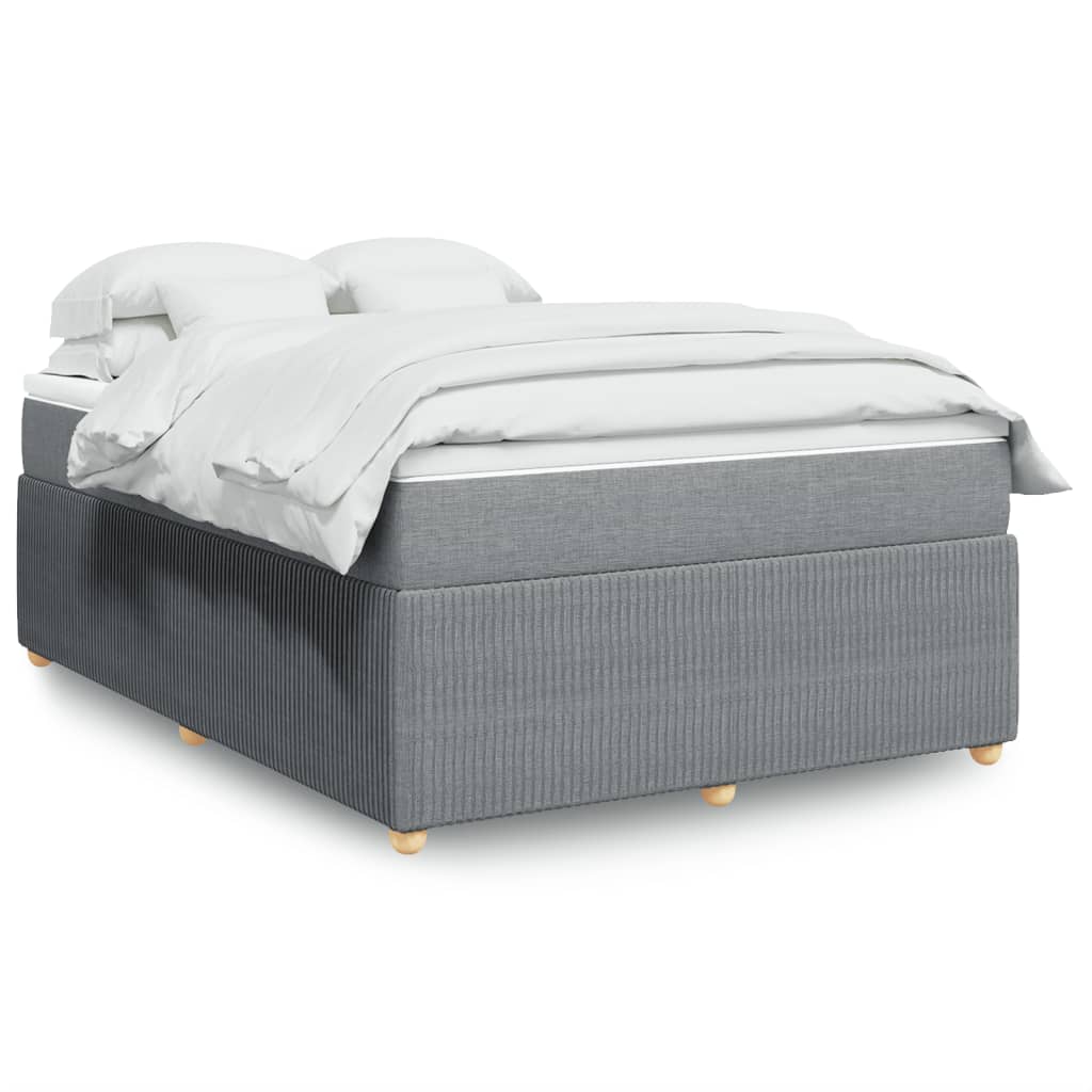 vidaXL Boxspringbett mit Matratze Hellgrau 140x200 cm Stoff