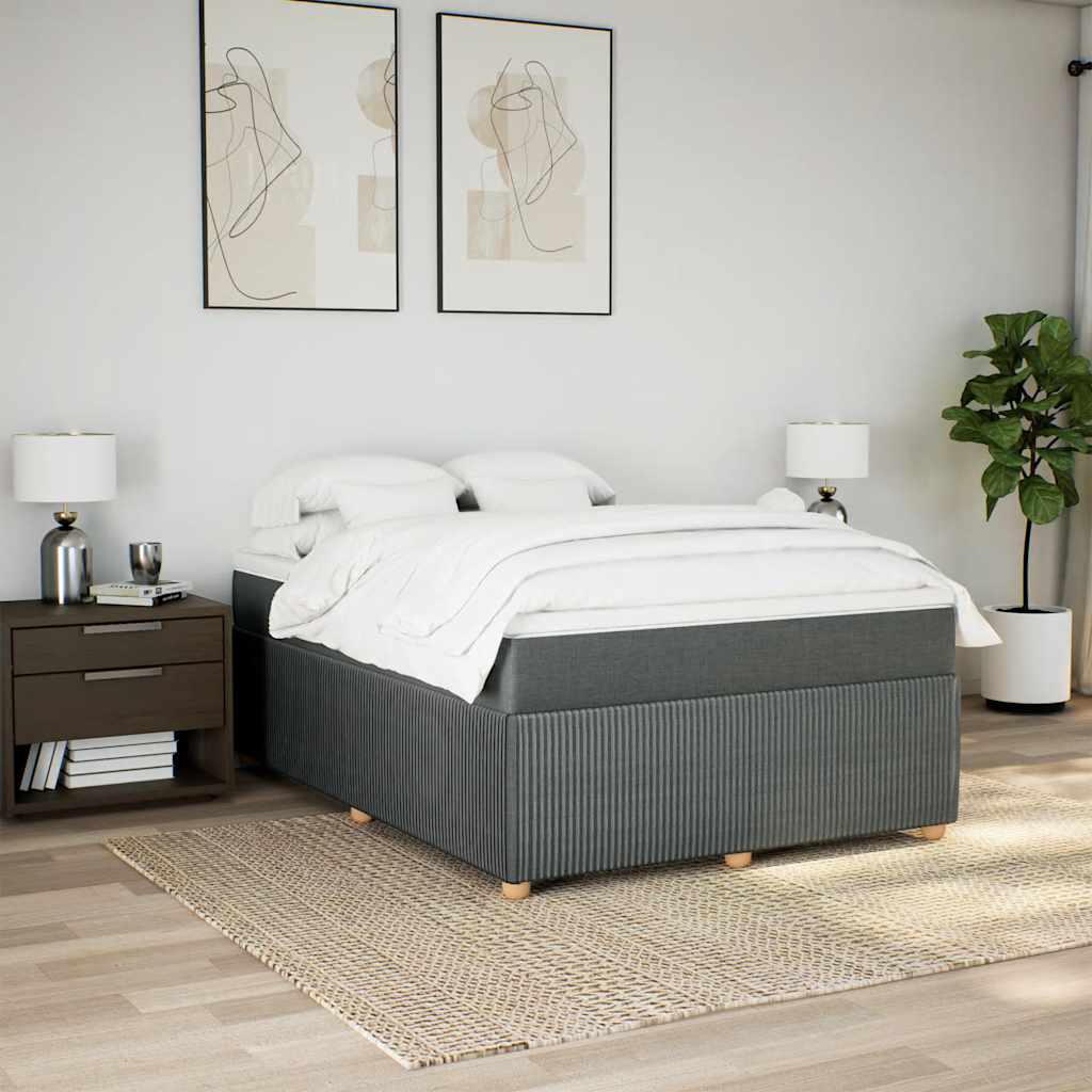 vidaXL Boxspring met matras stof donkergrijs 140x200 cm afbeelding