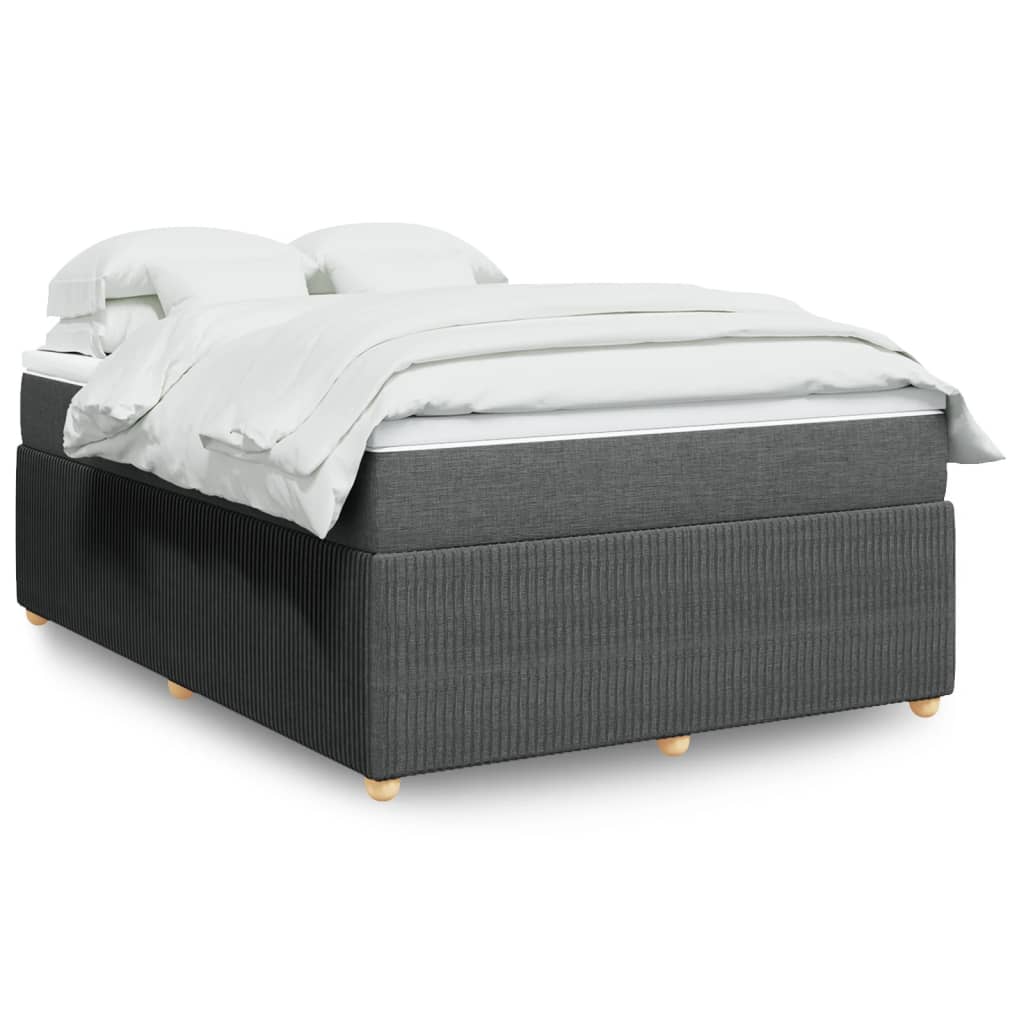 Boxspringbett mit Matratze Dunkelgrau 140×200 cm Stoff