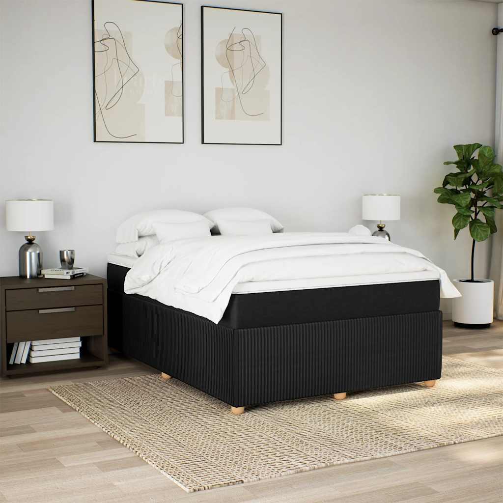 vidaXL Boxspring met matras stof zwart 140x200 cm, foto 2