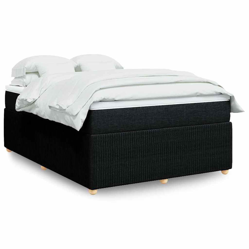 Kontinentalseng 140x200 cm med madras og topmadras - stof, sort