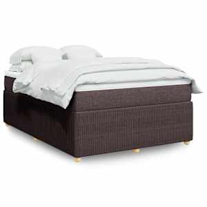 Box spring postelja z vzmetnico temno rjava 140x200 cm blago