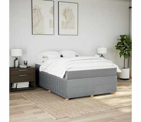 vidaXL Boxspringbett mit Matratze Hellgrau 160x200 cm Stoff
