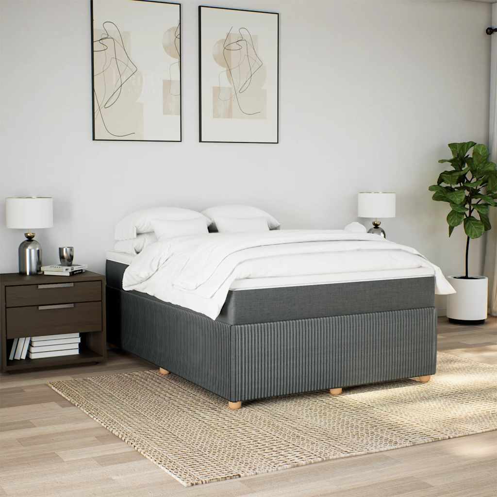 vidaXL Boxspring met matras stof donkergrijs 160x200 cm grijs, foto 2