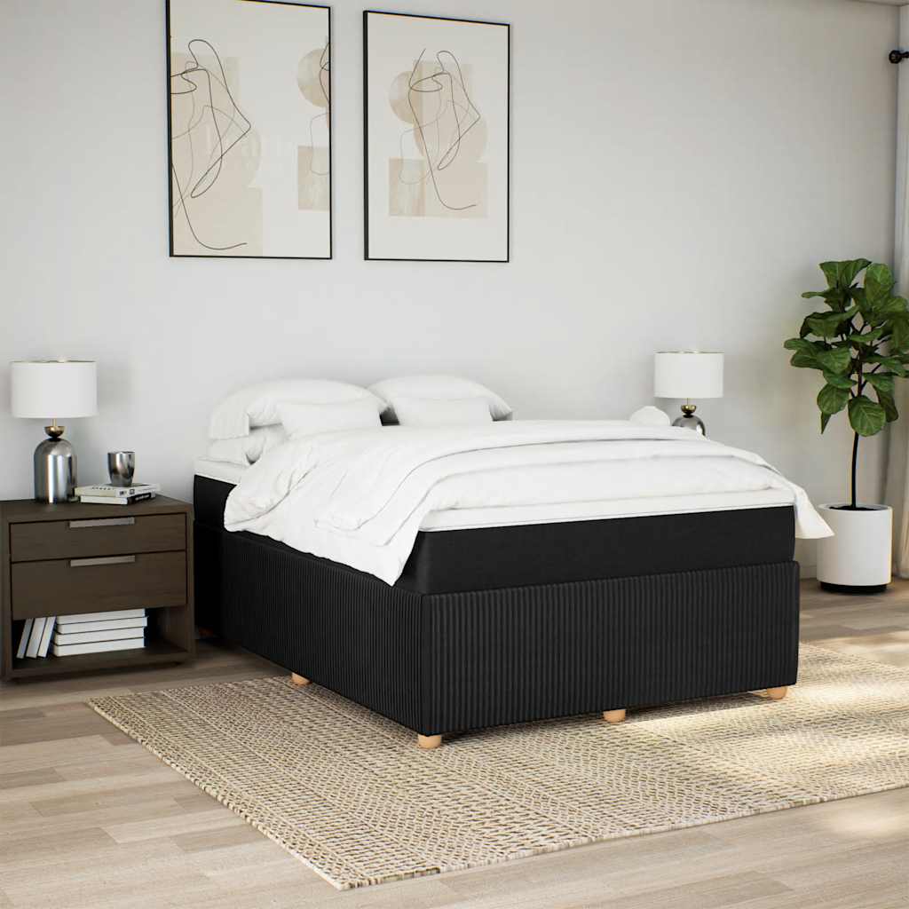 vidaXL Boxspring met matras stof zwart 160x200 cm afbeelding