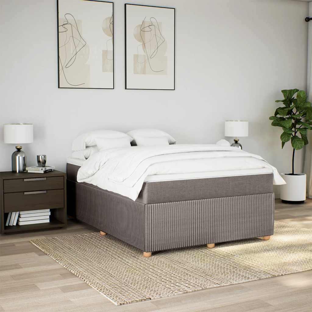 vidaXL Boxspring met matras stof taupe 160x200 cm afbeelding