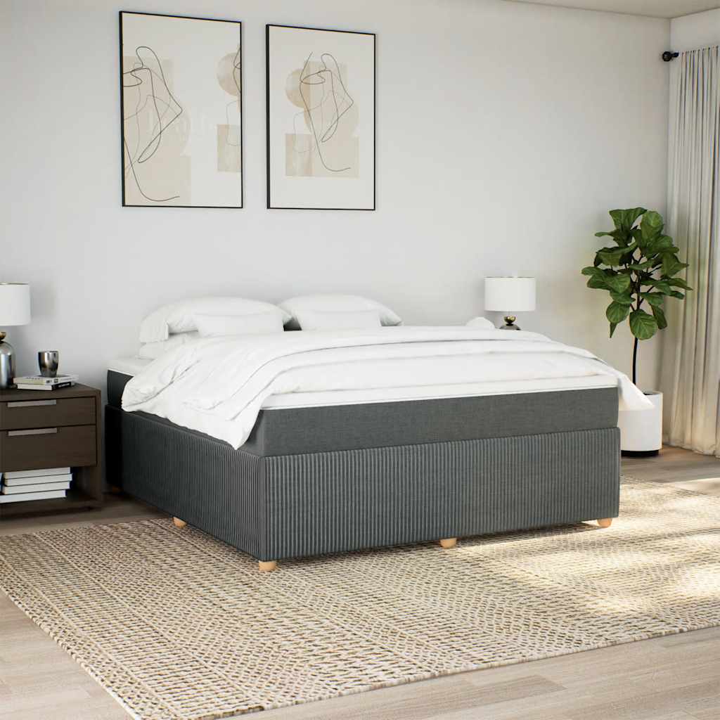 vidaXL Boxspring met matras stof donkergrijs 180x200 cm afbeelding