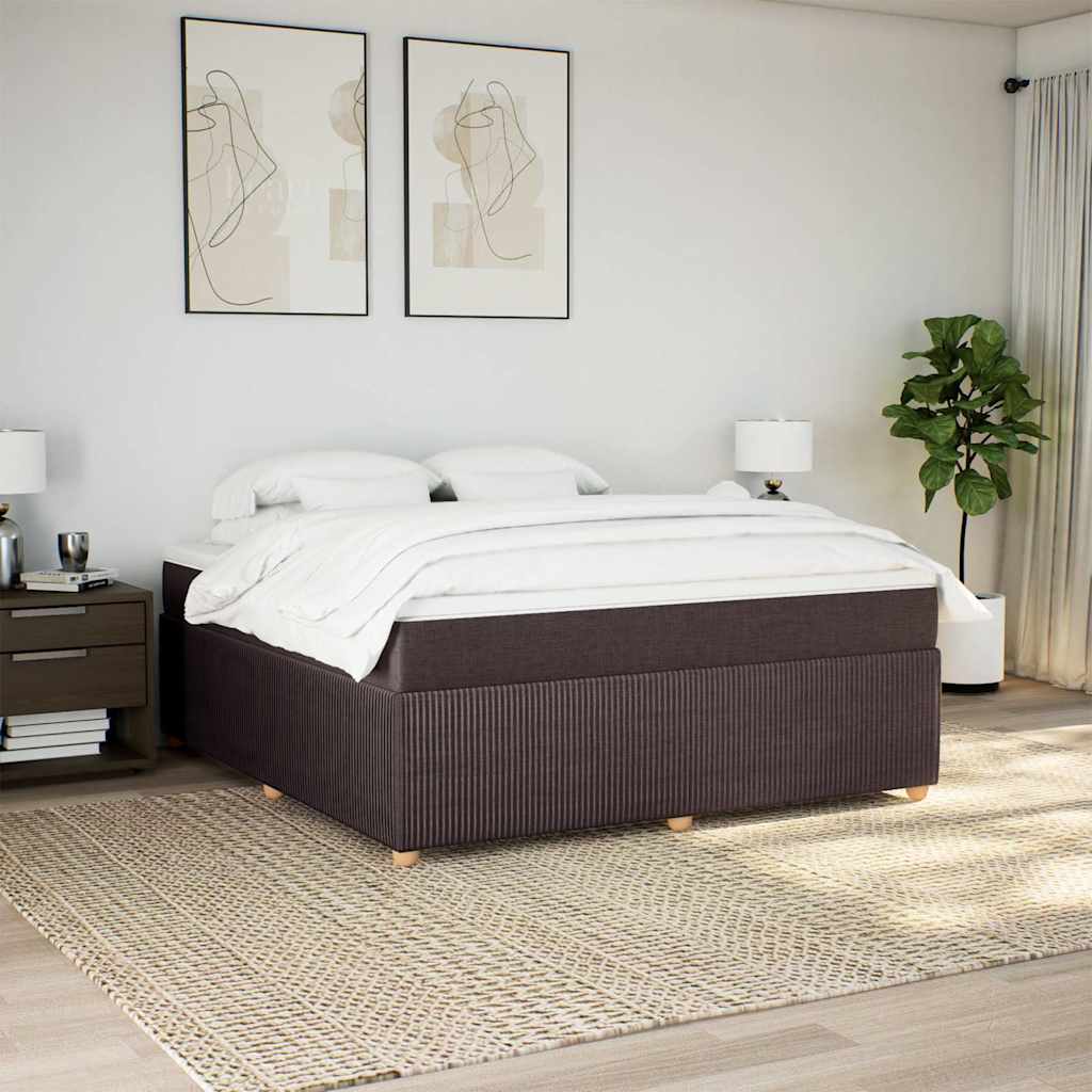 vidaXL Boxspring met matras stof donkerbruin 180x200 cm afbeelding
