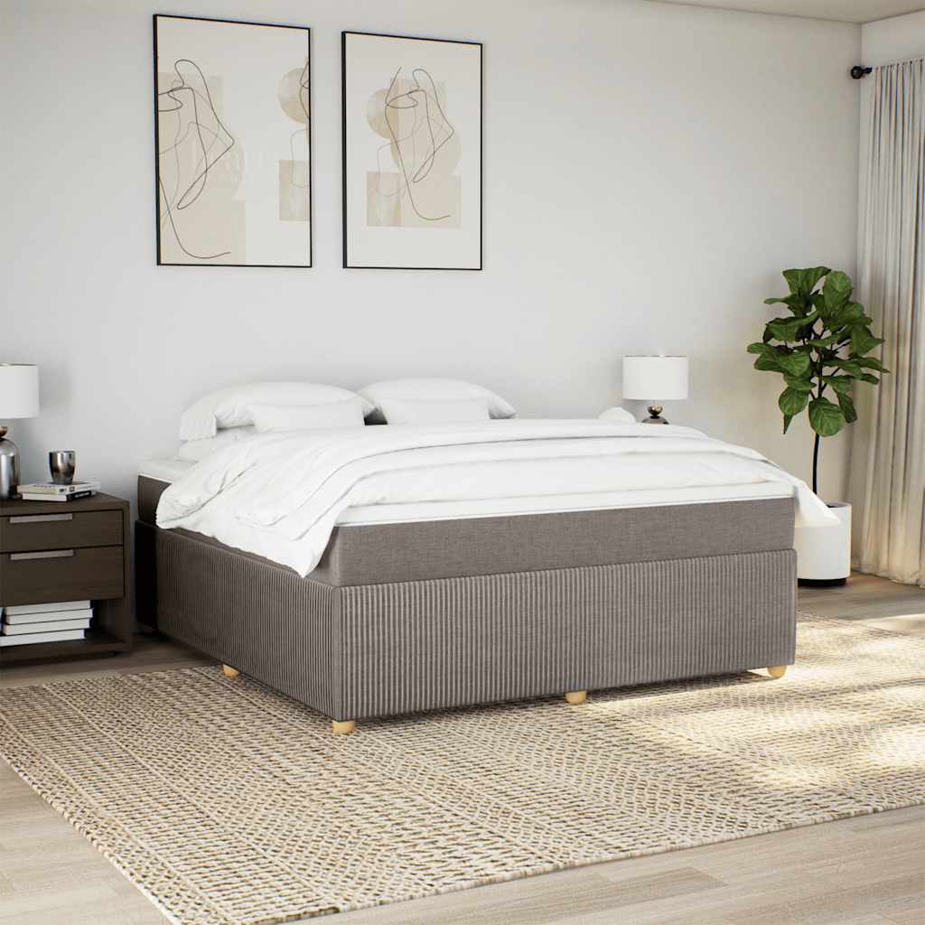 vidaXL Boxspring met matras stof taupe 180x200 cm afbeelding