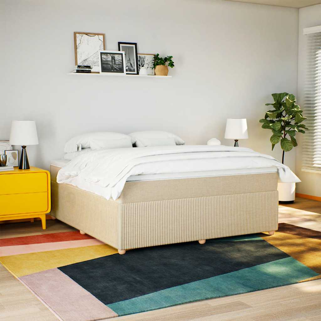 vidaXL Boxspring met matras stof crèmekleurig 180x200 cm afbeelding