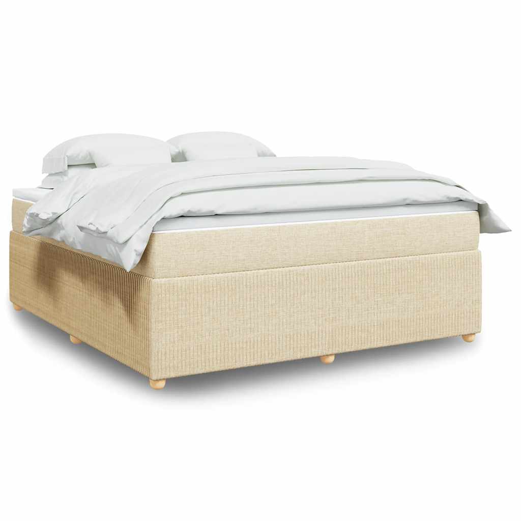 Kontinentalseng med madras og topmadras 180×200 cm - stof, cremefarvet