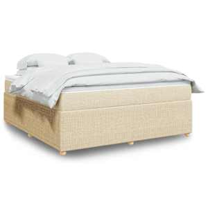 Box spring postelja z vzmetnico krem 180x200 cm blago