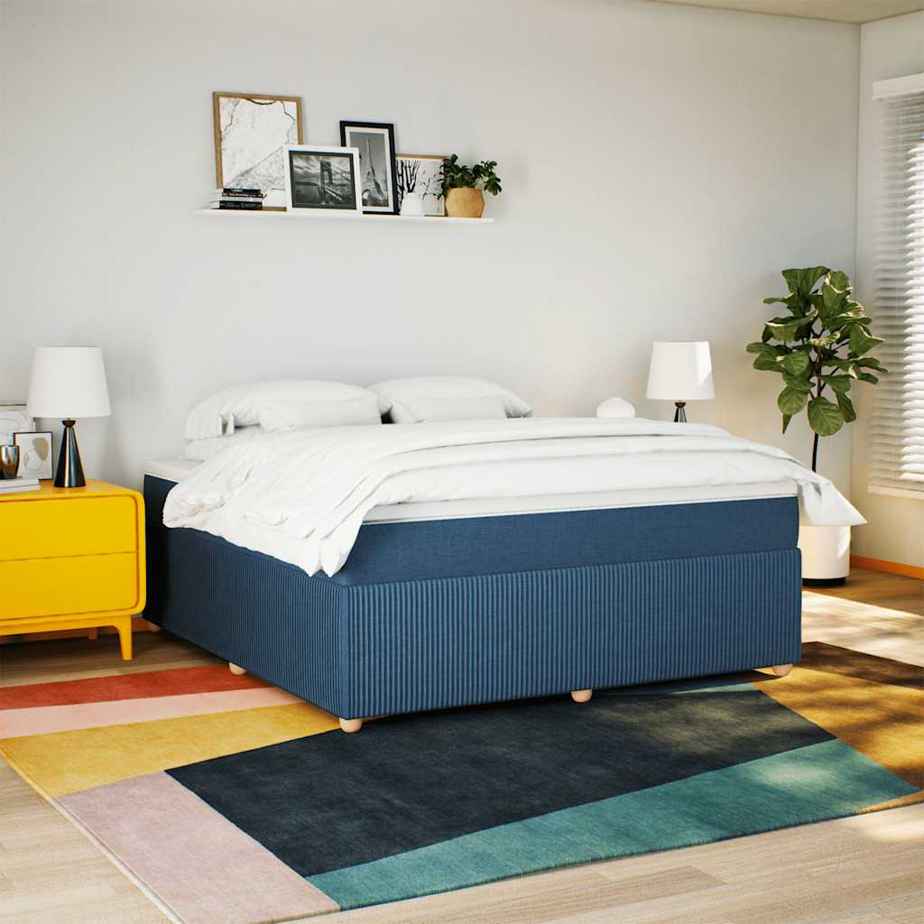 vidaXL Boxspring met matras stof blauw 180x200 cm afbeelding