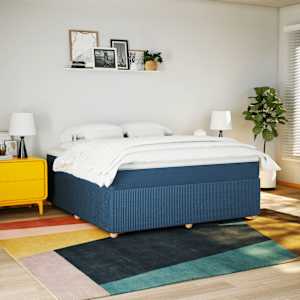 Box spring postel s matrací modrá 180x200 cm textil - obrázek 3