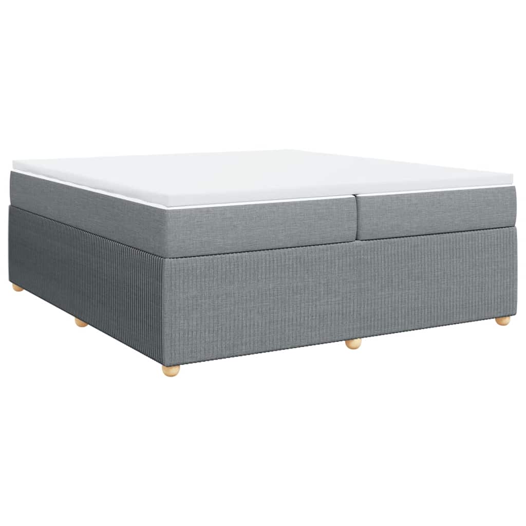 vidaXL Pat box spring cu saltea, gri deschis, 200x200 cm, textil
