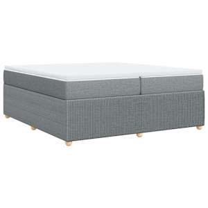Box spring postel s matrací světle šedá 200 x 200 cm textil - obrázek 6