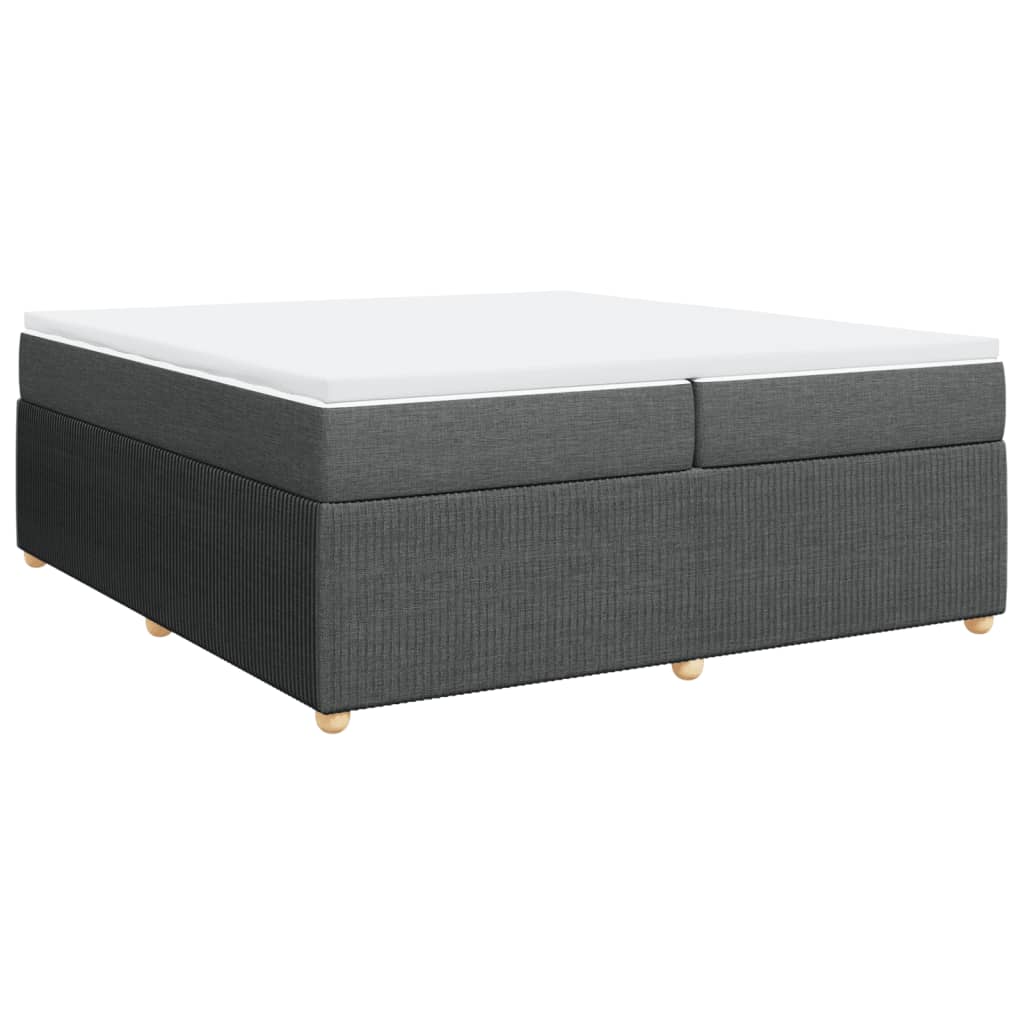 vidaXL Box spring postelja z vzmetnico temno siva 200x200 cm blago