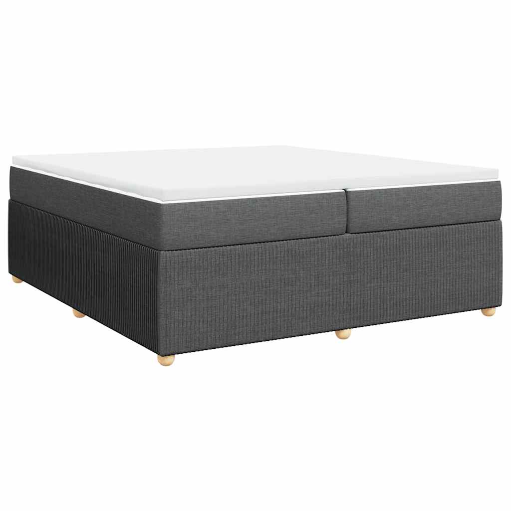 vidaXL Pat box spring cu saltea, gri închis, 200x200 cm, textil