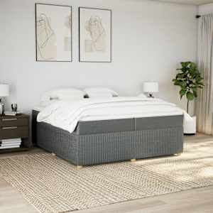 Box spring postel s matrací tmavě šedá 200x200 cm textil - obrázek 3