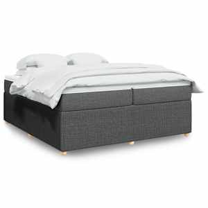 Box spring postel s matrací tmavě šedá 200x200 cm textil - obrázek 1