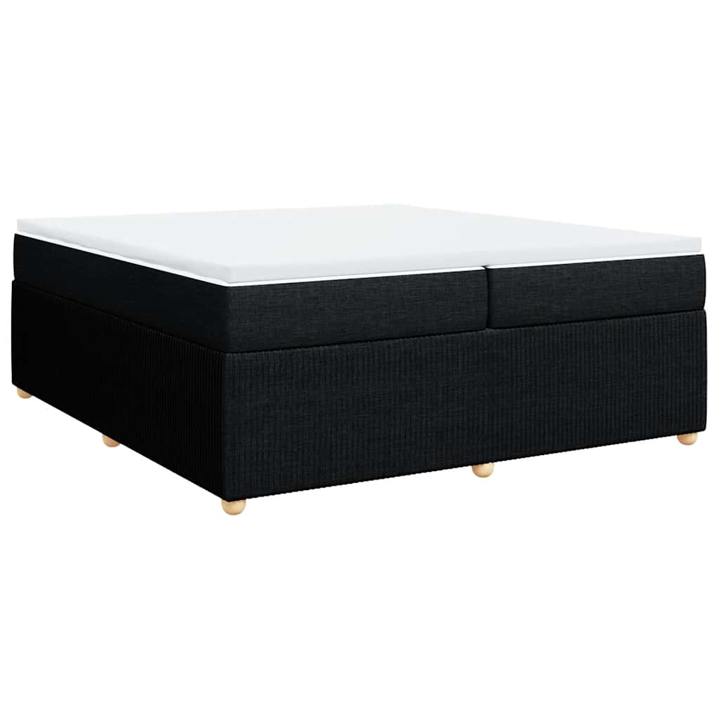 vidaXL Pat box spring cu saltea, negru, 200x200 cm, textil