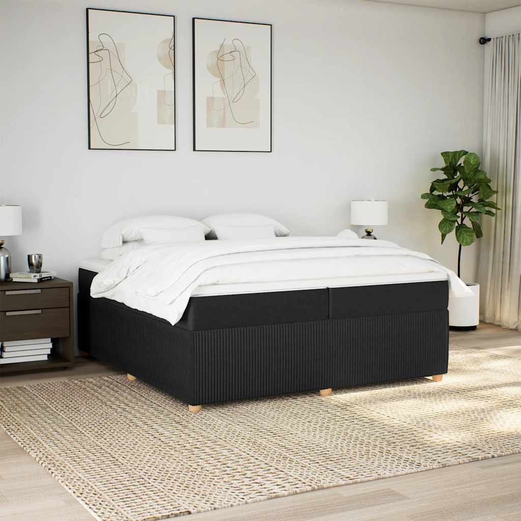 vidaXL Boxspring met matras stof zwart 200x200 cm afbeelding