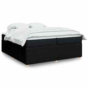 Box spring postel s matrací černá 200x200 cm textil - obrázek 1