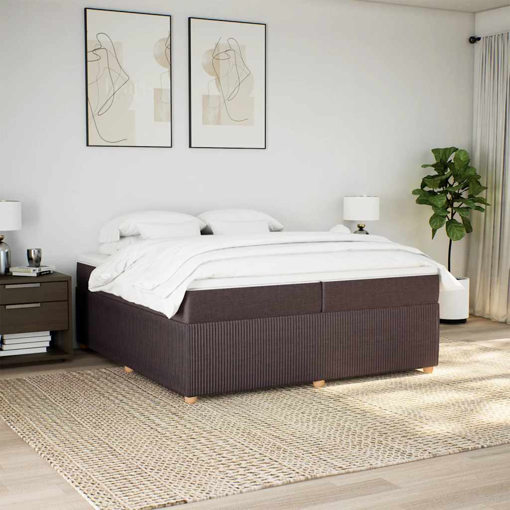 vidaXL Boxspring met matras stof donkerbruin 200x200 cm bruin, foto 2