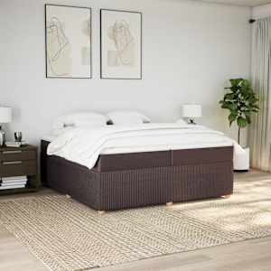 Box spring postel s matrací tmavě hnědá 200x200 cm textil - obrázek 3