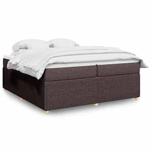 Box spring postel s matrací tmavě hnědá 200x200 cm textil - obrázek 1
