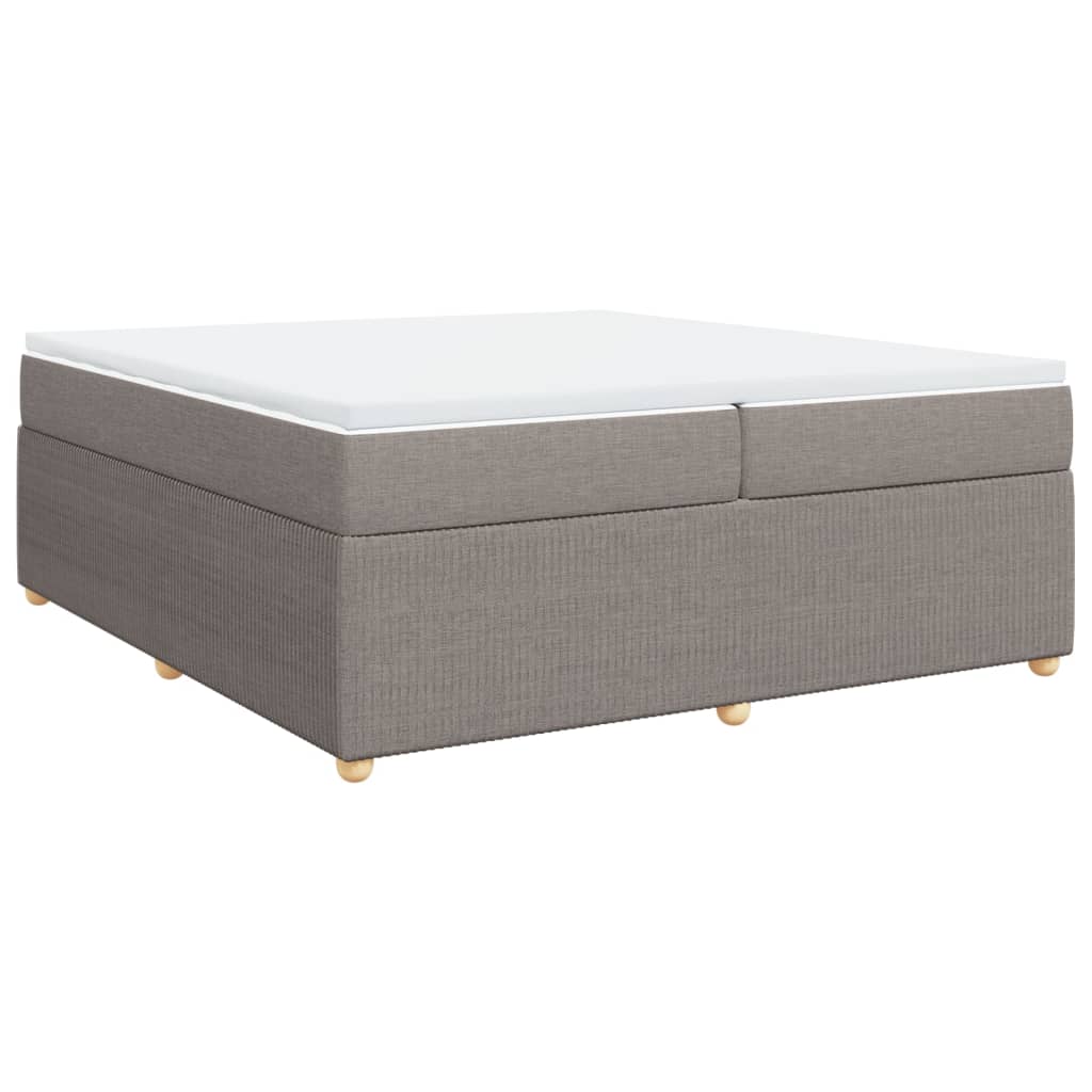 vidaXL Box spring postelja z vzmetnico taupe 200x200 cm blago