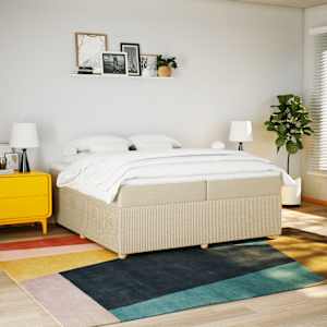 Box spring postel s matrací krémová 200x200 cm textil - obrázek 3