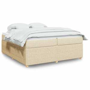 Box spring postel s matrací krémová 200x200 cm textil - obrázek 1